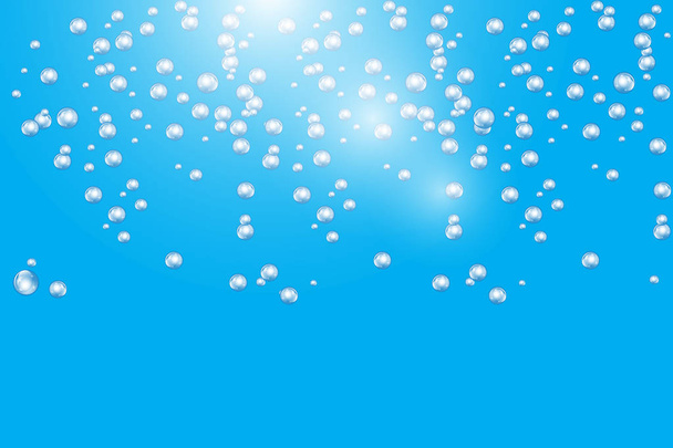 Пузыри подводной текстуры изолированы на синем фоне. Шипучие искры в воде, море, океане. Подводная векторная иллюстрация
. - Вектор,изображение