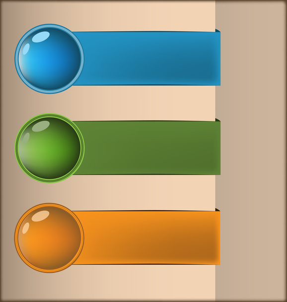 3 つの色で 3 d ボタンとラベル - ベクター画像