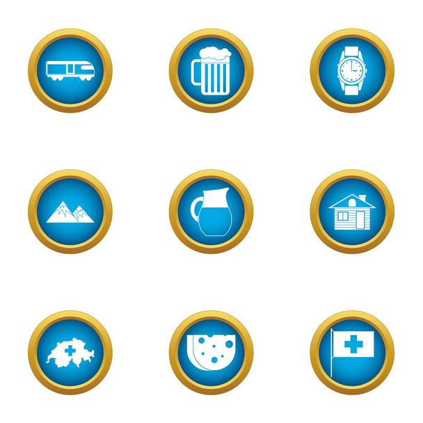 Mountain food icons set, flat style - Vector, Image