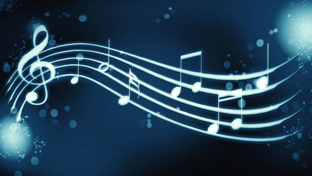 background melody notes on blue color - Zdjęcie, obraz