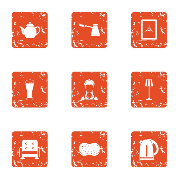 Rest of the house icons set, grunge style - Vector, afbeelding
