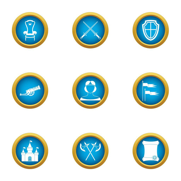 Medieval feat icons set, flat style - Vector, afbeelding