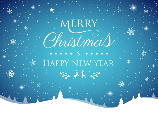 Christmas typography - greeting card with shiny snowflakes. Vector. - Vecteur, image