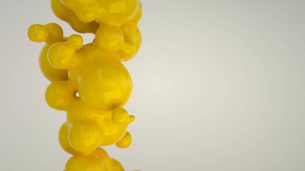 Abstract yellow bubble from spherecial shapes on white background. 3D rendering illustration  - Valokuva, kuva