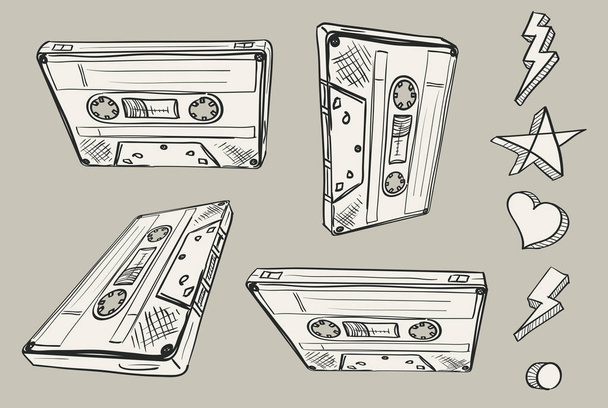 Ensemble de cassettes audio et de symboles dessinés
 - Vecteur, image