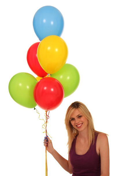 Pretty Woman Holding Balloons - Фото, изображение