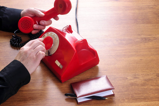Dialing a phone number on retro telephone - Photo, Image