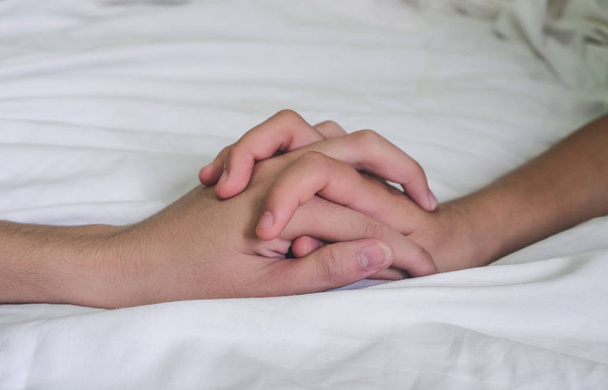 Hands of couple lover sex on the bed,Concept about love, sex and lifestyle - Valokuva, kuva