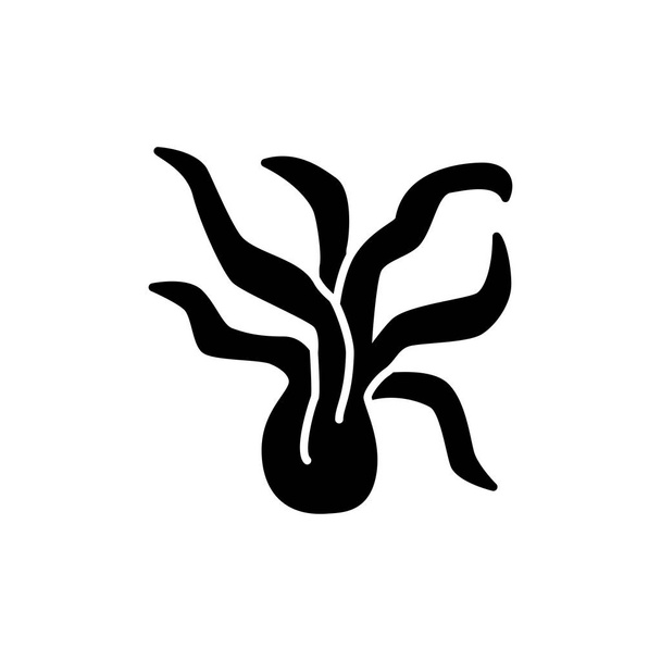 Illustration vectorielle noir et blanc de bulbe de plante à air avec des feuilles. Icône plate de tillandsia plante maison. Objet isolé sur fond blanc
 - Vecteur, image