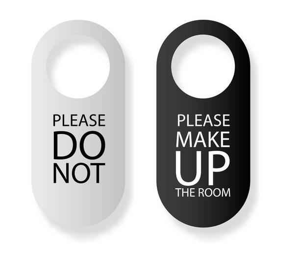 Two Side in Hotel or Resort Black and White Door Hanger Tags for Room, - Διάνυσμα, εικόνα