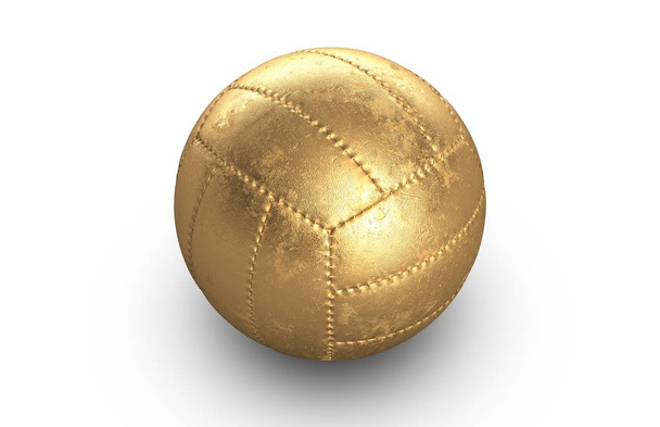 3D illustration of golden volleyball on white background - Φωτογραφία, εικόνα