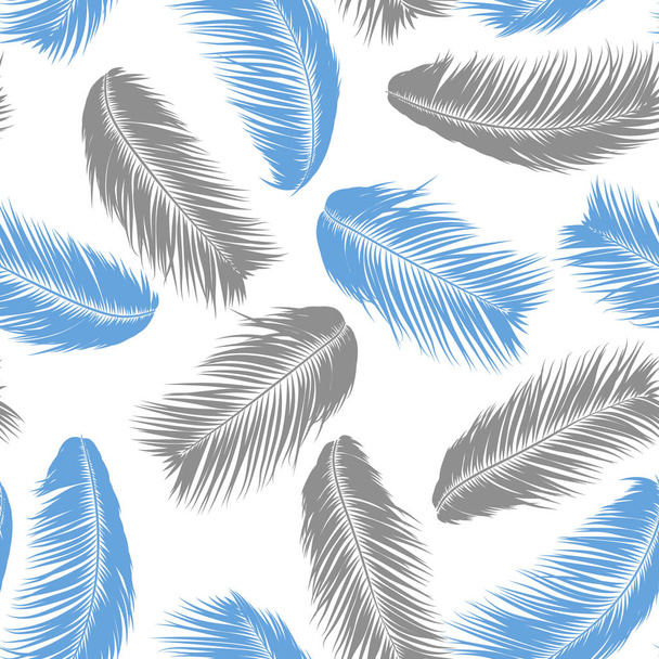 Tropical Palm Tree Leaves. Vector Seamless Pattern. Simple Silhouette Coconut Leaf Sketch. Summer Floral Background. Wallpaper of Exotic Palm Tree Leaves for Textile, Fabric, Cloth Design, Print, Tile - Вектор, зображення