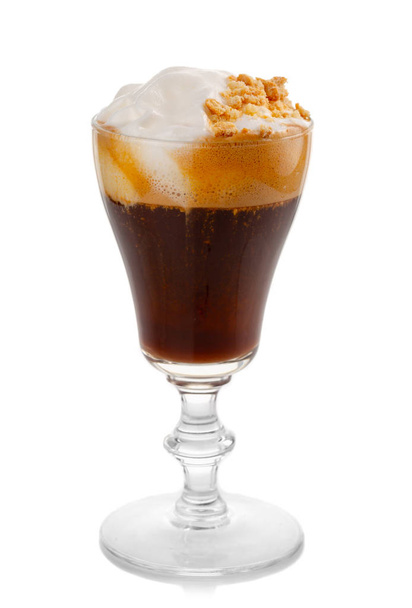 Glass with hot irish coffee isolated on white - Fotografie, Obrázek
