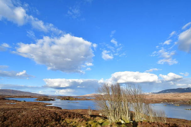 lake in the landscape of the scotland Highlands blue sky Clouds wild nature - Фото, зображення