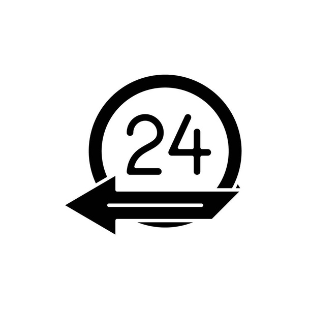 24 hours service black icon, vector sign on isolated background. 24 hours service concept symbol, illustration  - Vector, imagen