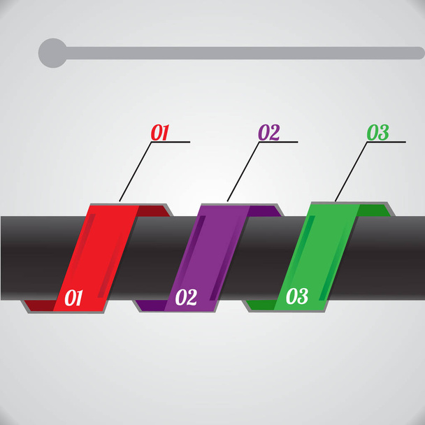  インフォ グラフィックの図は、赤、紫、緑の色の 3 つのポジションにインフォ グラフィックです。暗い背景にインフォ グラフィック。プレゼンテーション、ビジネス、プロジェクトのインフォ グラフィック. - ベクター画像