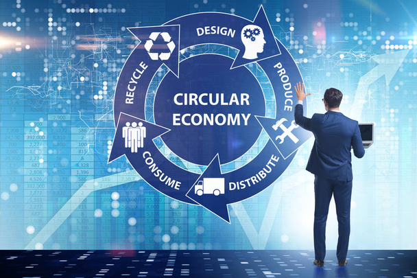 Concepto de economía circular con empresario - Foto, imagen