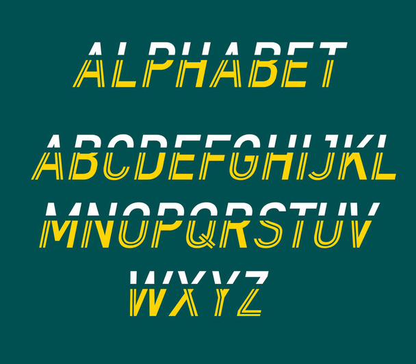 Vector modern alphabet of two colors cut by stripe. - Vector, Image