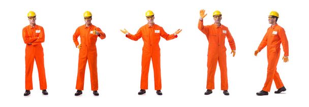 Contractor employee wearing coveralls isolated on white - Photo, Image