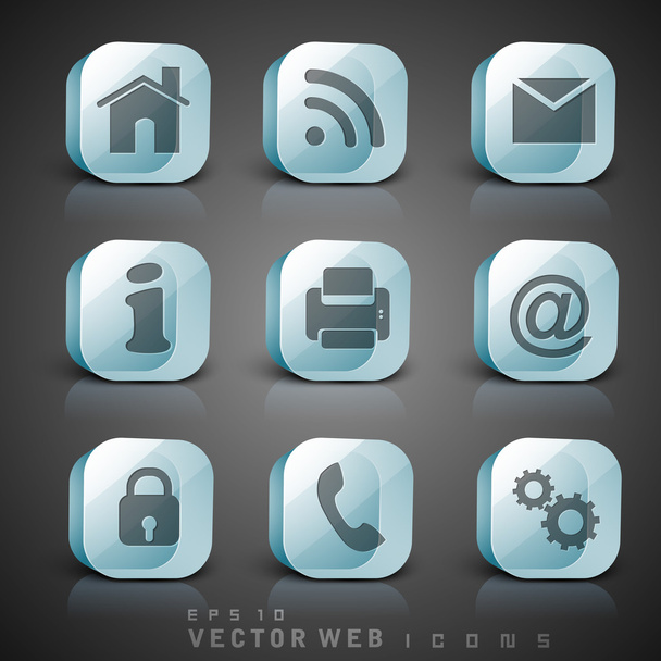 3D web 2.0 mail icons set. Can be used for websites, web applica - Vetor, Imagem