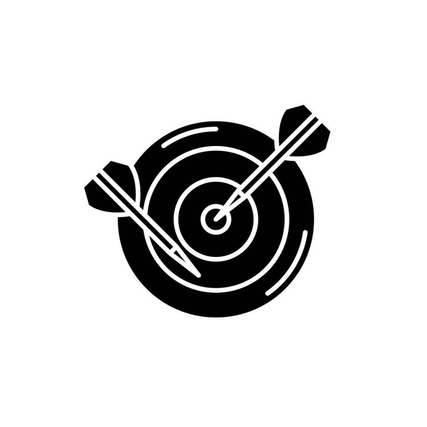 Fléchette icône noire, signe vectoriel sur fond isolé. Concept de fléchettes symbole, illustration
  - Vecteur, image