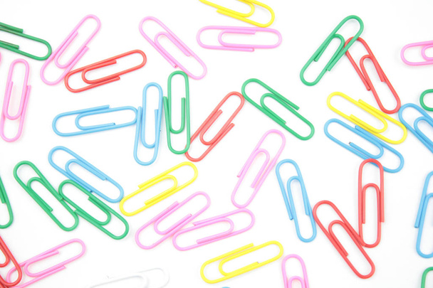 Paper clips on white background - Photo, Image