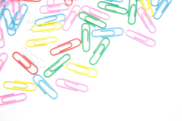 Paper clips on white background - Photo, image