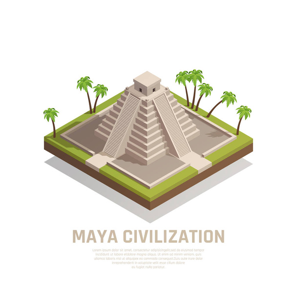Mayan Pyramid Isometric Composition - Vector, Image