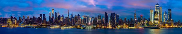 Panorama and cityscape of New york city night, manhattan side, USA, United states of America - Photo, Image
