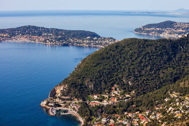 Aerial view on French Riviera coastline and Mediterranean Sea in France - Zdjęcie, obraz