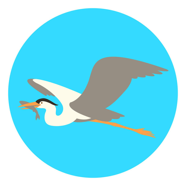  blue  heron flying , vector illustration , flat style  - Vector, Image
