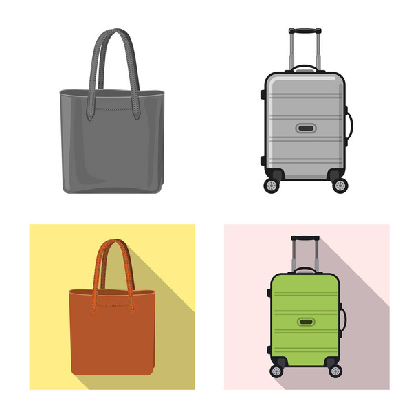 Vector design of suitcase and baggage logo. Set of suitcase and journey stock vector illustration. - Вектор, зображення