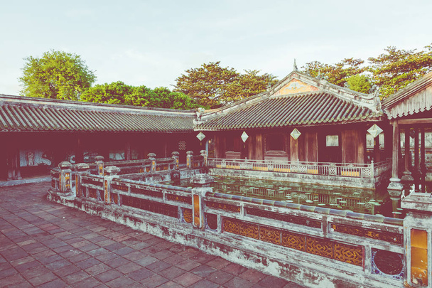 Imperial Royal Palace of Nguyen dynasty in Hue, Vietnam. Unesco World Heritage Site. - Zdjęcie, obraz