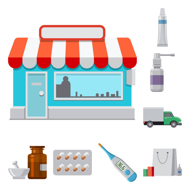 Isolated object of pharmacy and hospital icon. Collection of pharmacy and business stock vector illustration. - Вектор,изображение