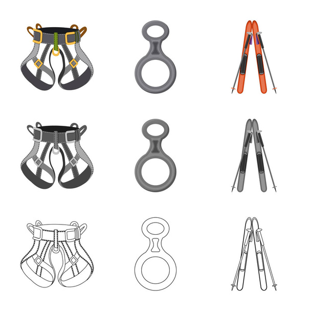 Vector design of mountaineering and peak symbol. Set of mountaineering and camp vector icon for stock. - Vetor, Imagem