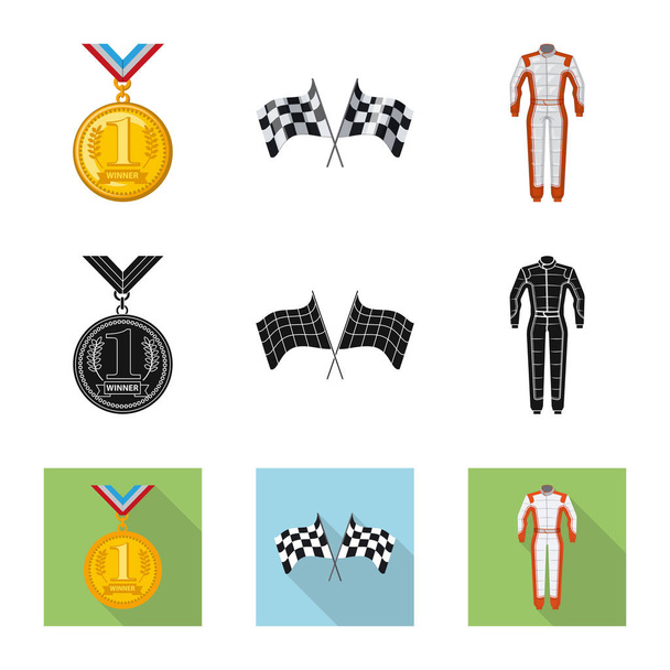 Vector illustration of car and rally icon. Set of car and race stock symbol for web. - Vector, Image