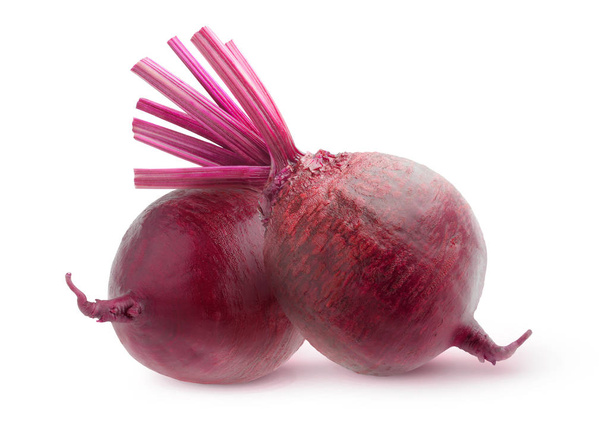 Isolated vegetables. Two whole raw beetroots isolated on white background with clipping path - Photo, Image