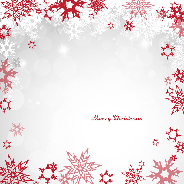 Christmas light vector background illustration with snowflakes and red Merry Christmas wishes. - Vector, Image