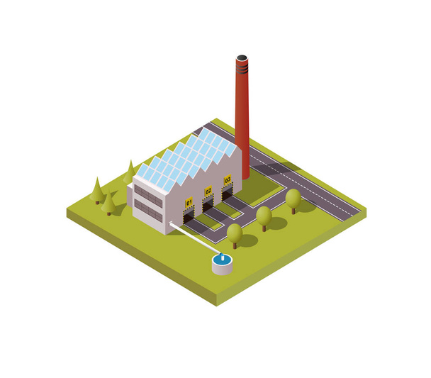 Gewoon laag poly vector illustratie achtergrond van industriële algemene fabriek. - Vector, afbeelding