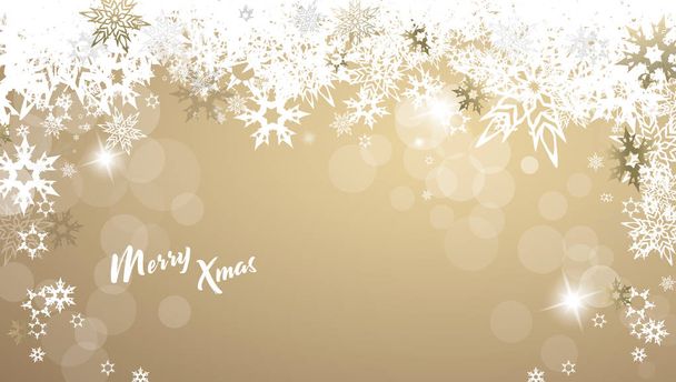 Joulun kultainen vektori tausta kuva lumihiutaleet ja hyvää joulua teksti
 - Vektori, kuva
