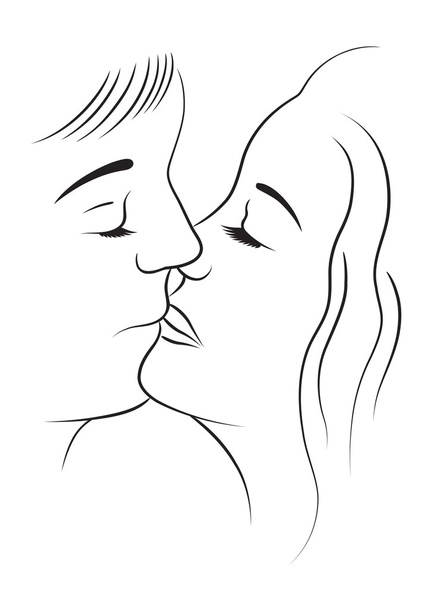 Uomo e donna baciare - Vettoriali, immagini