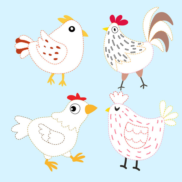 子供、動物ページカラー ベクター デザインのため鶏線画ベクトル デザイン - ベクター画像