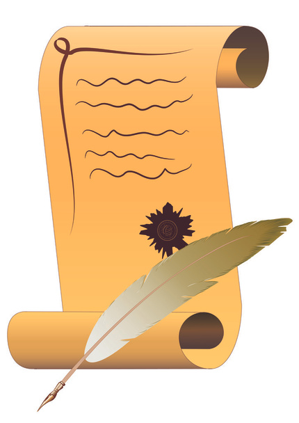 Desplazamiento de pergamino con pluma pluma de tinta
 - Vector, Imagen