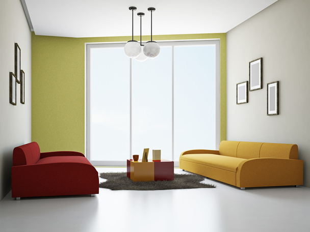 Livingroom with color sofas - Φωτογραφία, εικόνα