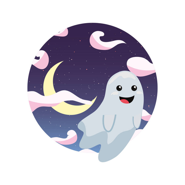 happy halloween ghost in the night - Vector, imagen