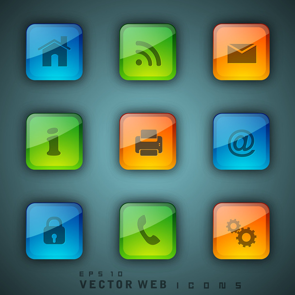3D web 2.0 mail icons set. Can be used for websites, web applica - Vector, afbeelding