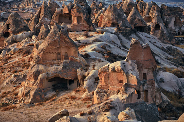 Rock formations in the Swords Valley close to the city of Goreme in Cappadocia, Turkey - Photo, Image