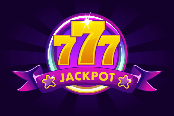 Jackpot banner achtergrond voor casino, slot icoon met lint en 777. Vectorillustratie - Vector, afbeelding