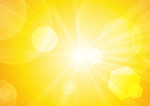 Wektor: Streszczenie bokeh i pasek w promieniach słońca na tle żółty i pomarańczowy - Wektor, obraz