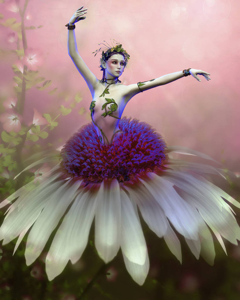 3d gráficos por computadora de un hada de las flores bailando
 - Foto, Imagen